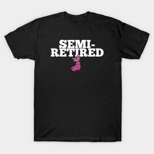 Semi-Retired Crazy Cat Purple Striped Cheshire Cat T-Shirt